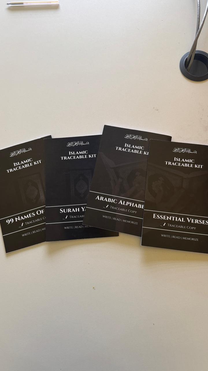 Hindi Daily Duas Learning Combo (12) – Traceable Kit + Wall Stickers for Kids & Family (4books + Pencil + Eraser)